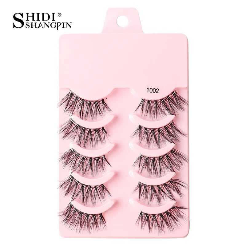 SHIDISHANGPIN 5/10Pairs False Lashes Cat Eye Eyelashes Eyelash Extension 3D Mink Half Lashes Natural Makeup faux Cils maquiagem - Blinksy